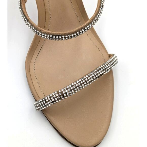Schutz Taliah Glam Leather & Crystal Sandals Women's Beige Size US9B - Picture 11 of 11
